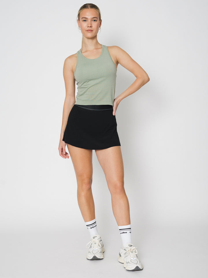 Seamless Ribbed Racerback Tank-Built In Bra