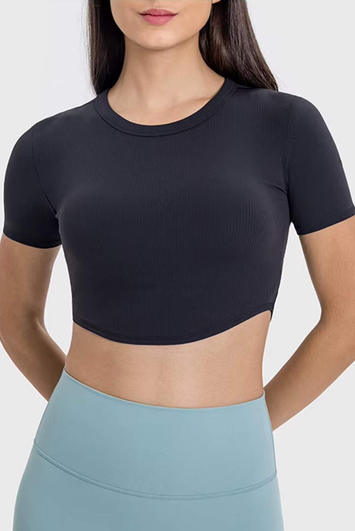 Restful Ribbed Short Sleeve Crop