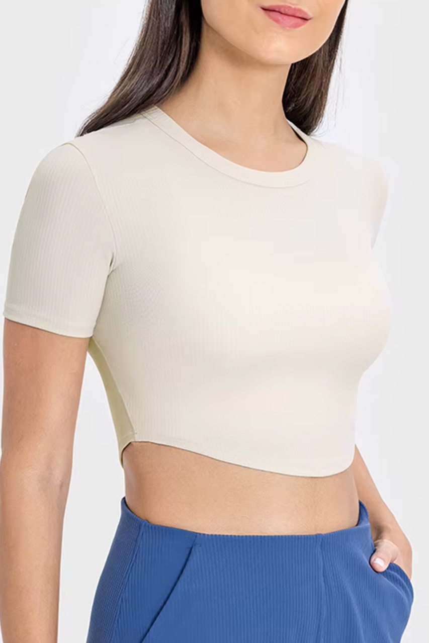 Restful Ribbed Short Sleeve Crop