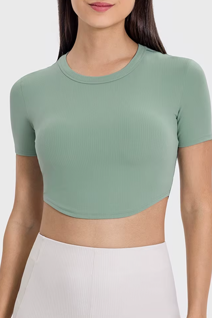 Restful Ribbed Short Sleeve Crop