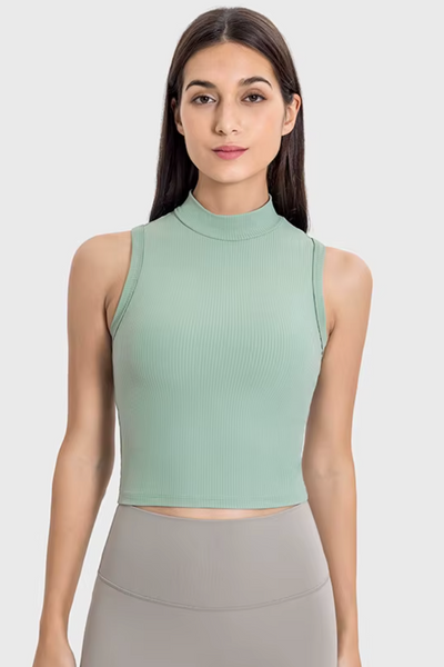 On the Edge Rib Mock Neck Tank