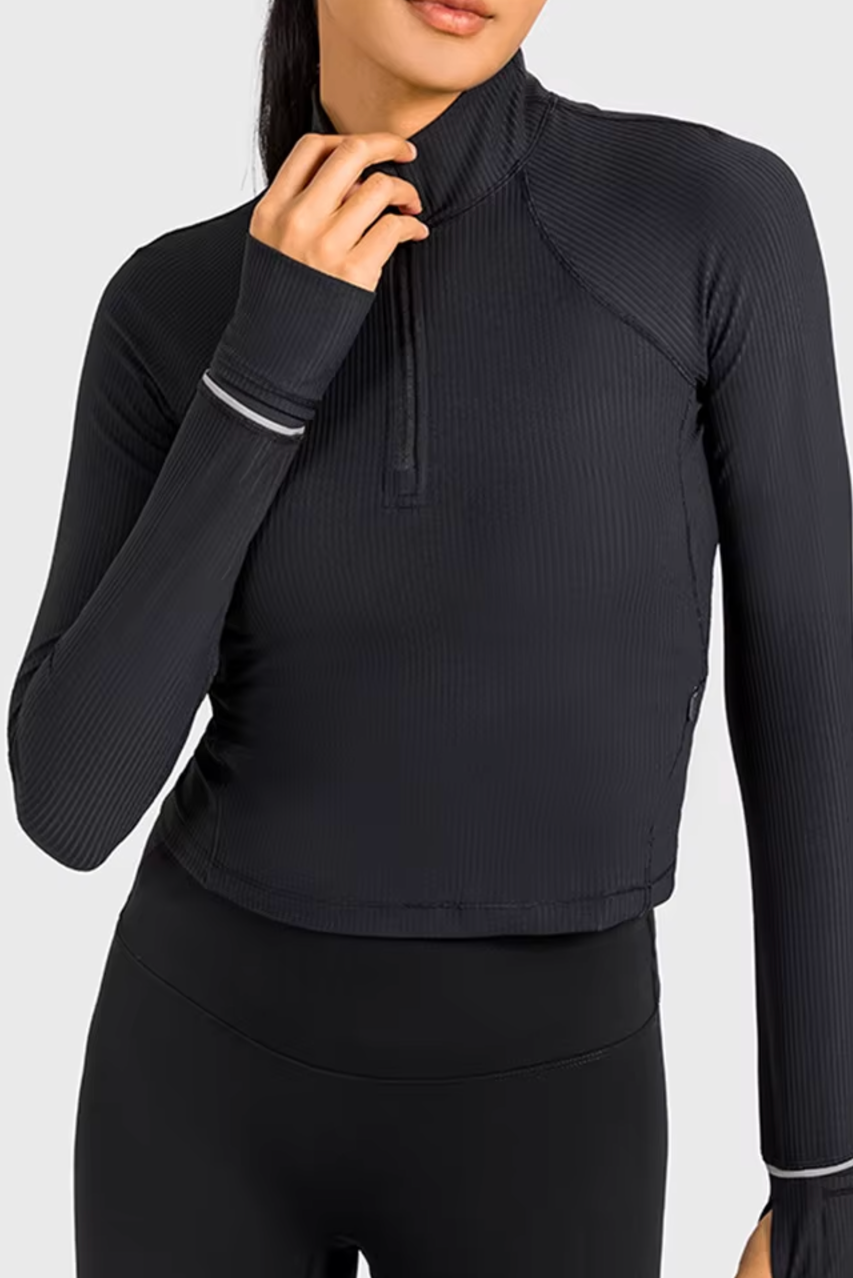 Kick It In Rib 1/4 Zip Crop