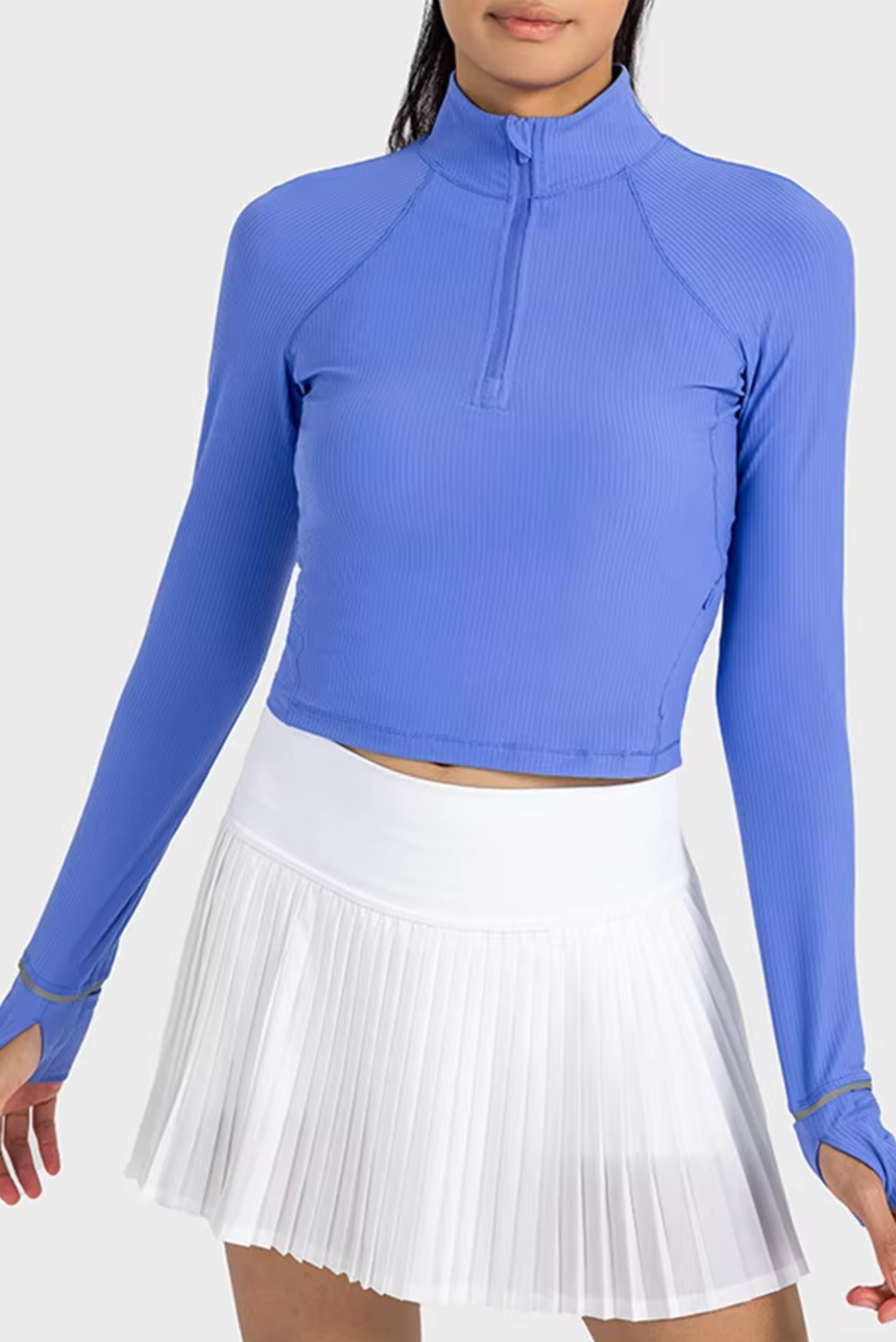 Kick It In Rib 1/4 Zip Crop