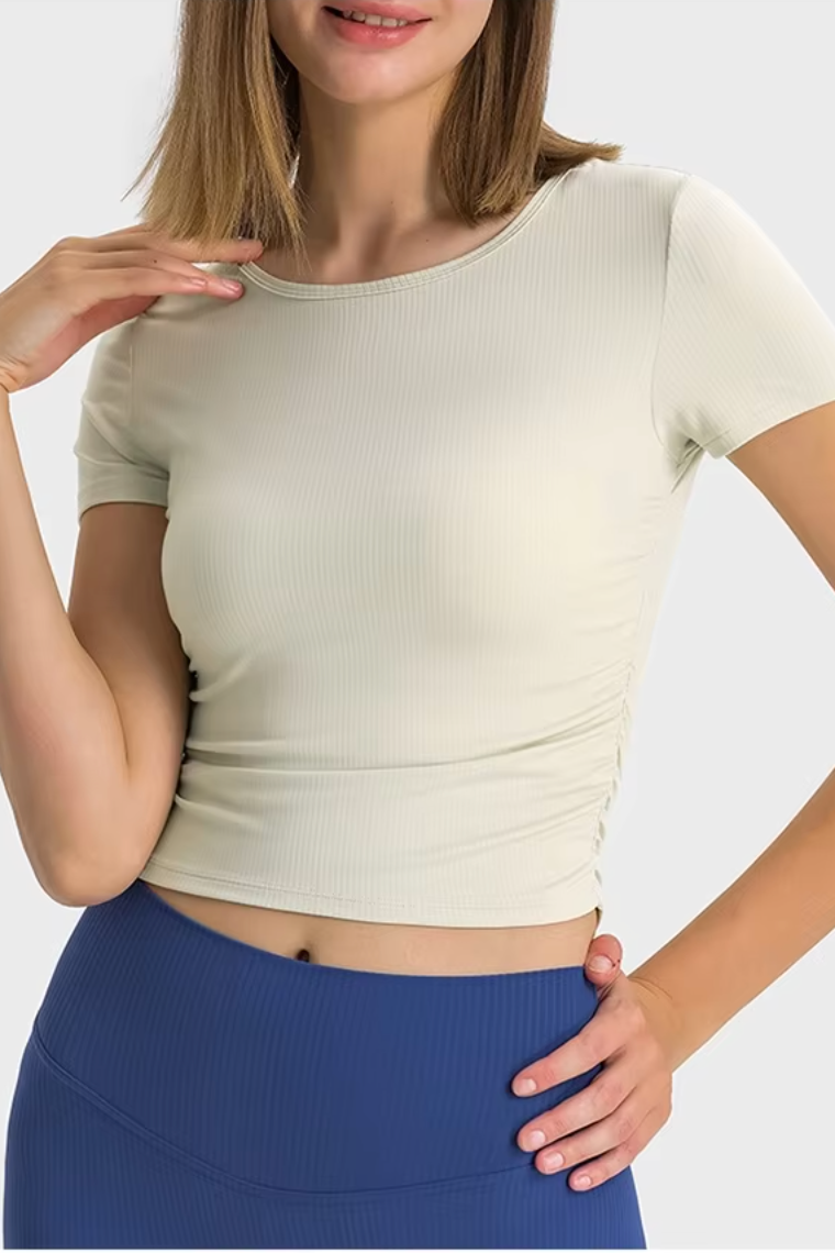 Rib Ruched Tee-MEAS Active