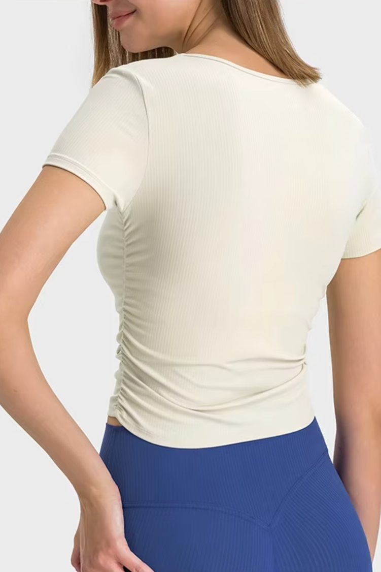 Rib Ruched Tee-MEAS Active